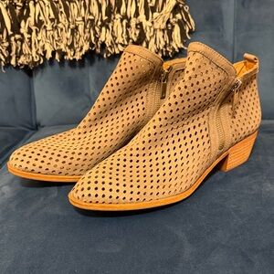 Lucky Brand Perforated Gray Suede Boots 8.5